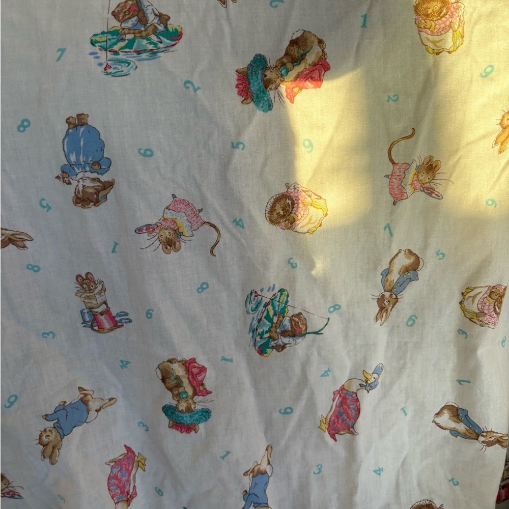 Vintage Beatrix Potter Quiltex Baby Quilt, crib sheet, crib ruffle rare 90’s Y2K - Picture 8 of 16
